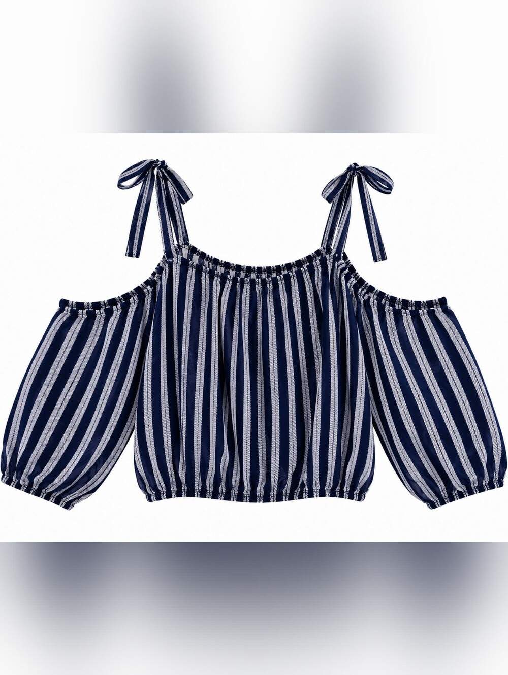 torrid Navy & White Vertical-Stripe Tie-Shoulder Cold-Shoulder Crop Top Sz 2X